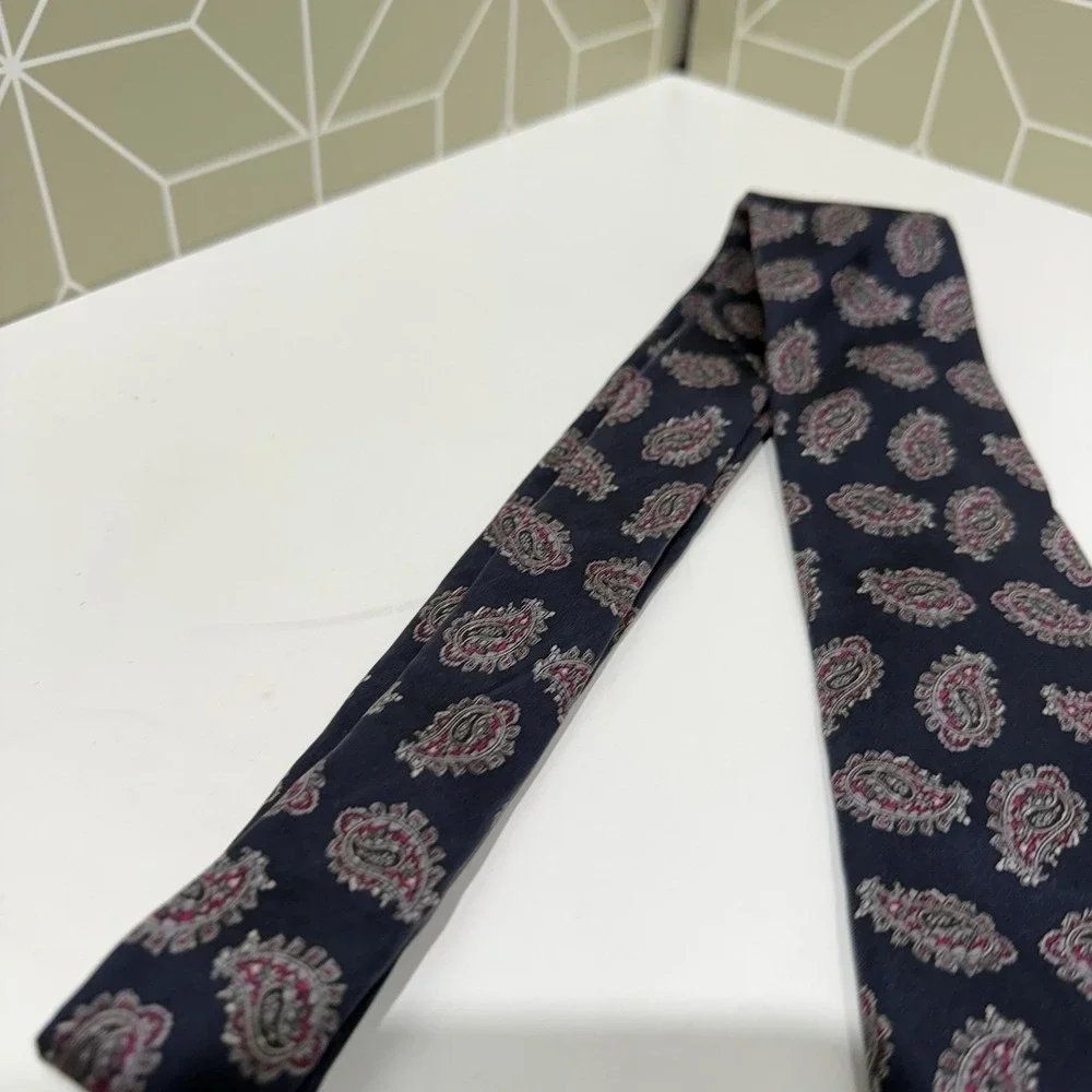 Christian Dior Monsieur Mens Necktie Tie Blue‎ Geometric Polyester